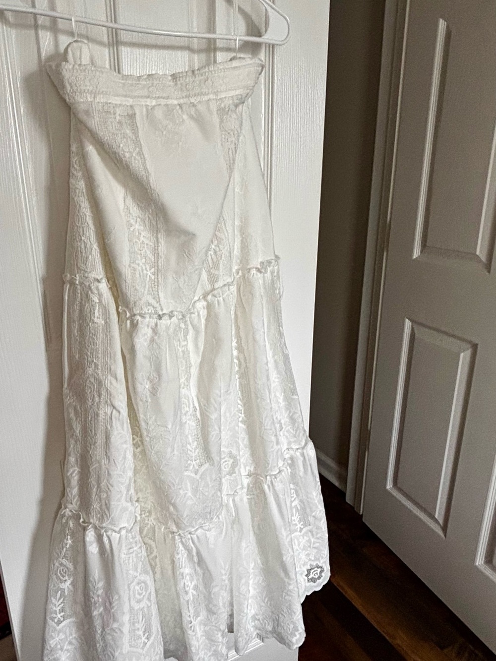 Altar'd State Cream Lace Tiered Maxi Skirt